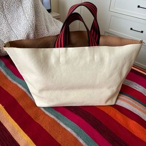 Clare V white/cream bateau tote